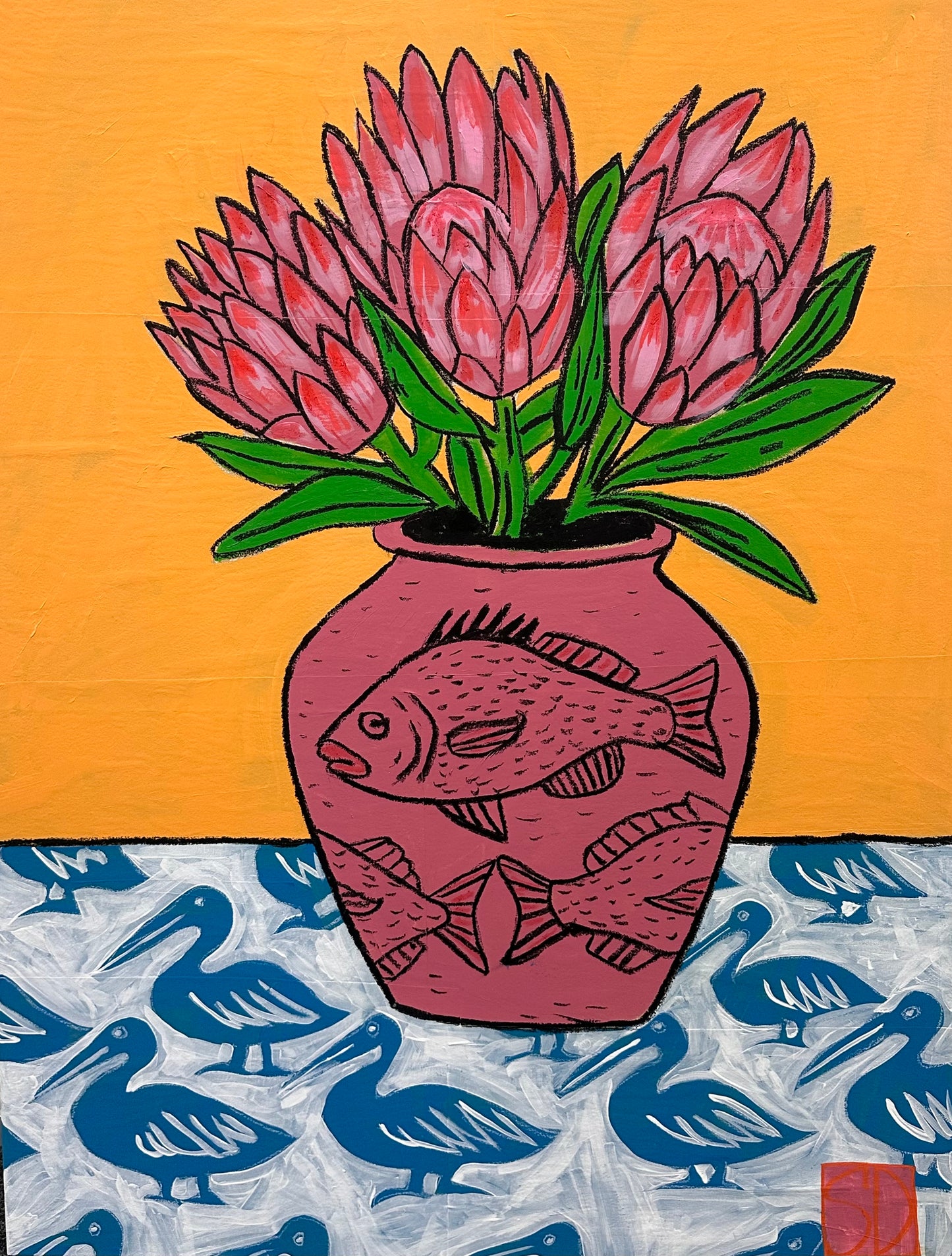 Snapper Vase with Protea