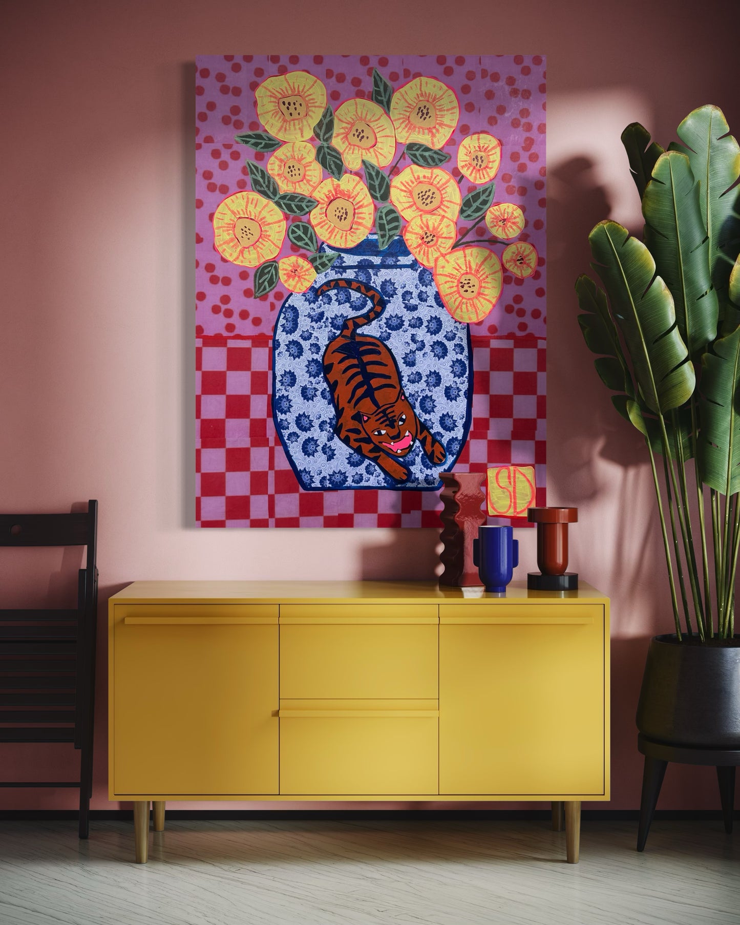 Yellow Peonies in Tiger Vase