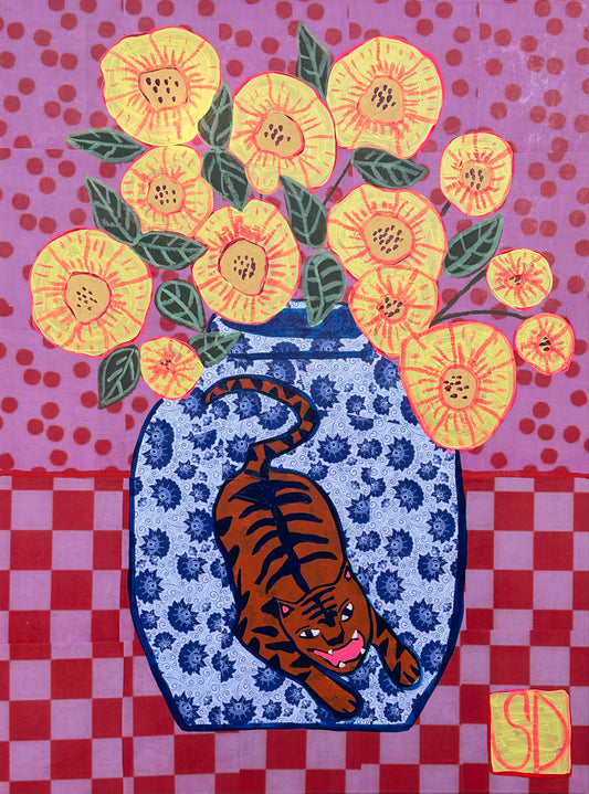 Yellow Peonies in Tiger Vase