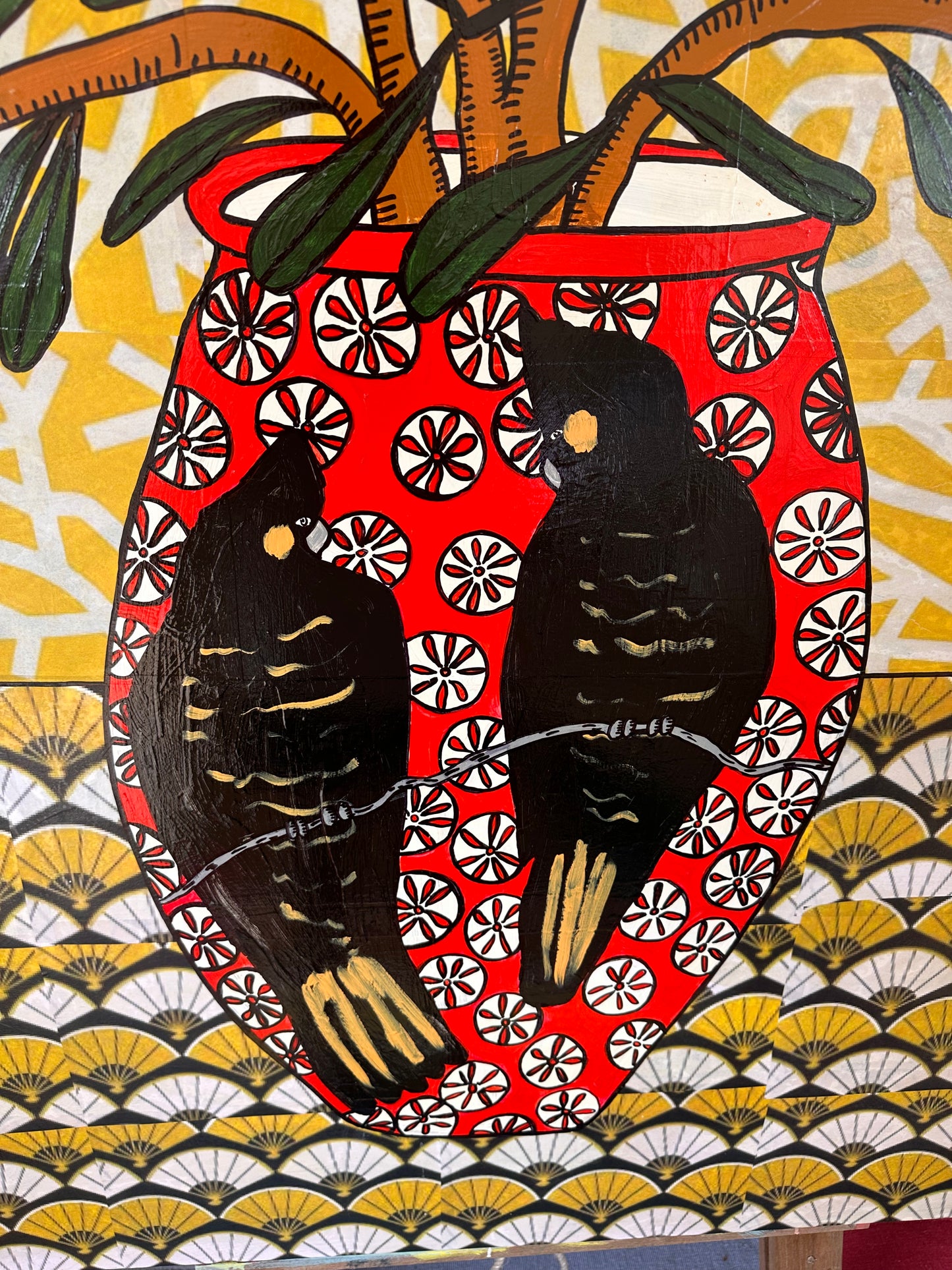 Still Life Banksia in yellow tail cockatoo vase