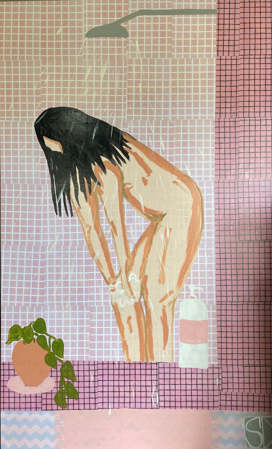 “IN THE SHOWER” 120cmx200cmx4cm framed